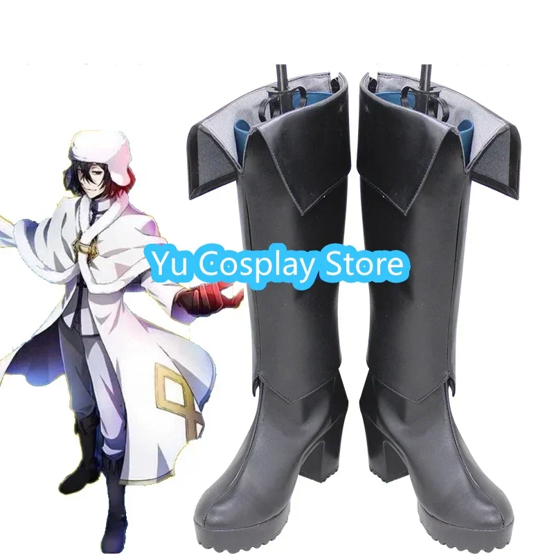 Fyodor Dostoyevsky Cosplay Shoes Anime Bungo Stray Dogs Cosplay Prop PU Leather Shoes Halloween Carnival Boots Custom Made