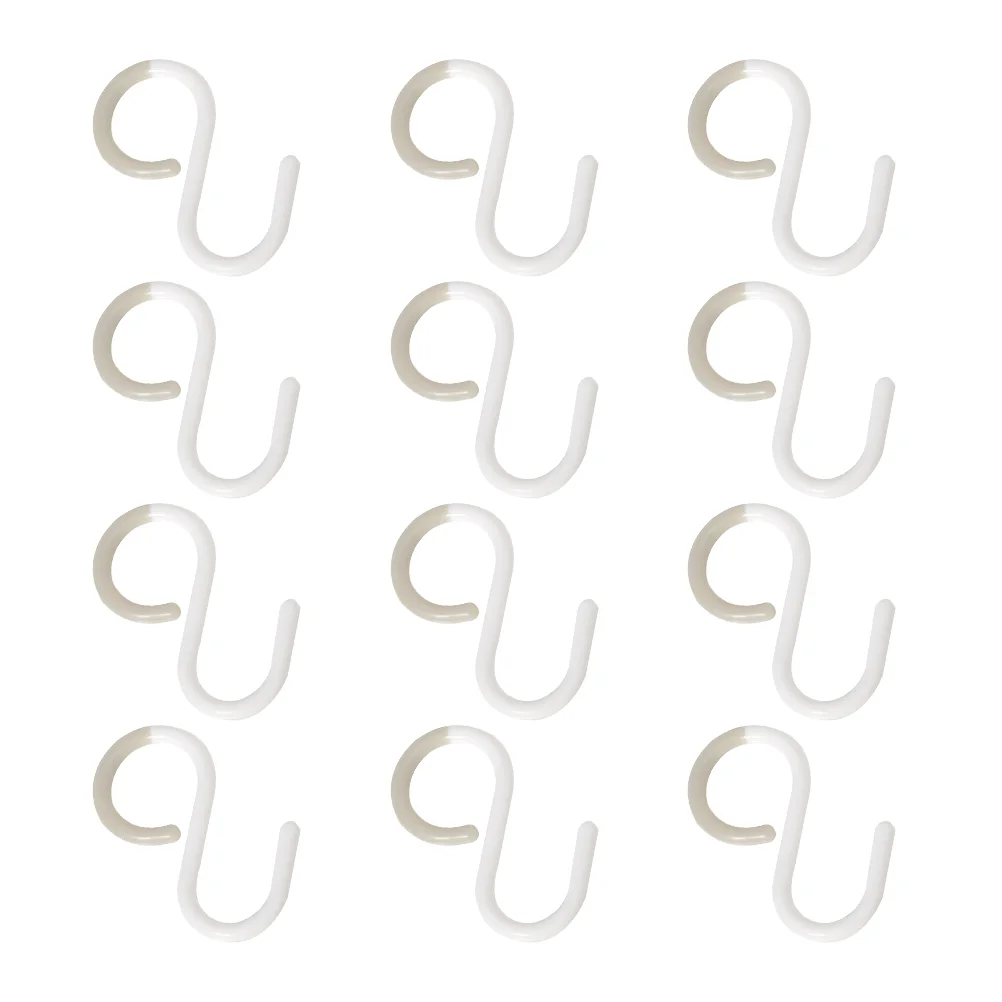 12 Pcs Coat Hanger Crossbar Hook up Black Shower Curtain Hooks Hangers Pp Rack Hanging Holder