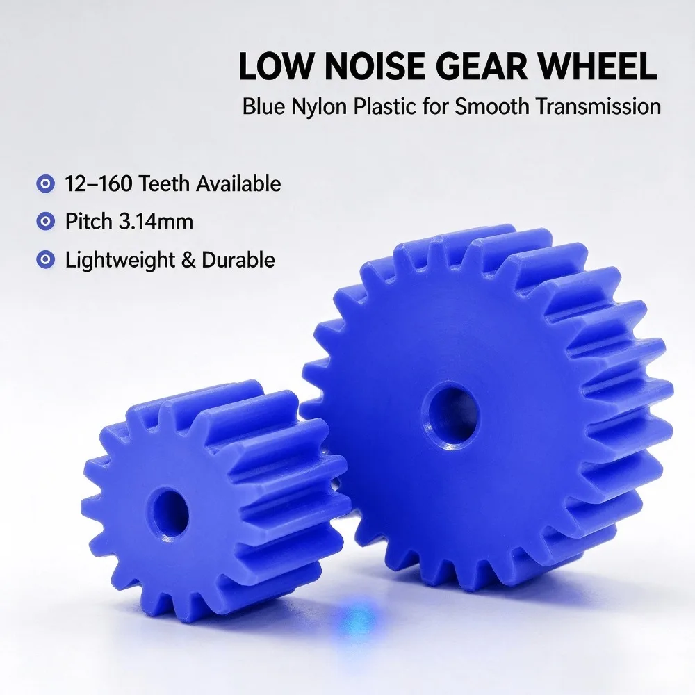 1Pcs Low Noise Blue Nylon Gear Wheel 1M Flat Spur Gear 12 To 160 Teeth Pitch 3.14mm RC Drone 3D Printer RC Car Accessories