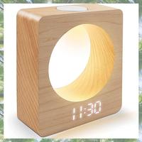 Premium-Digital Wooden LED Alarm Clock Made Of Solidwood With Night Light 3 Alarm Settings Temperature Detect For Bedroom