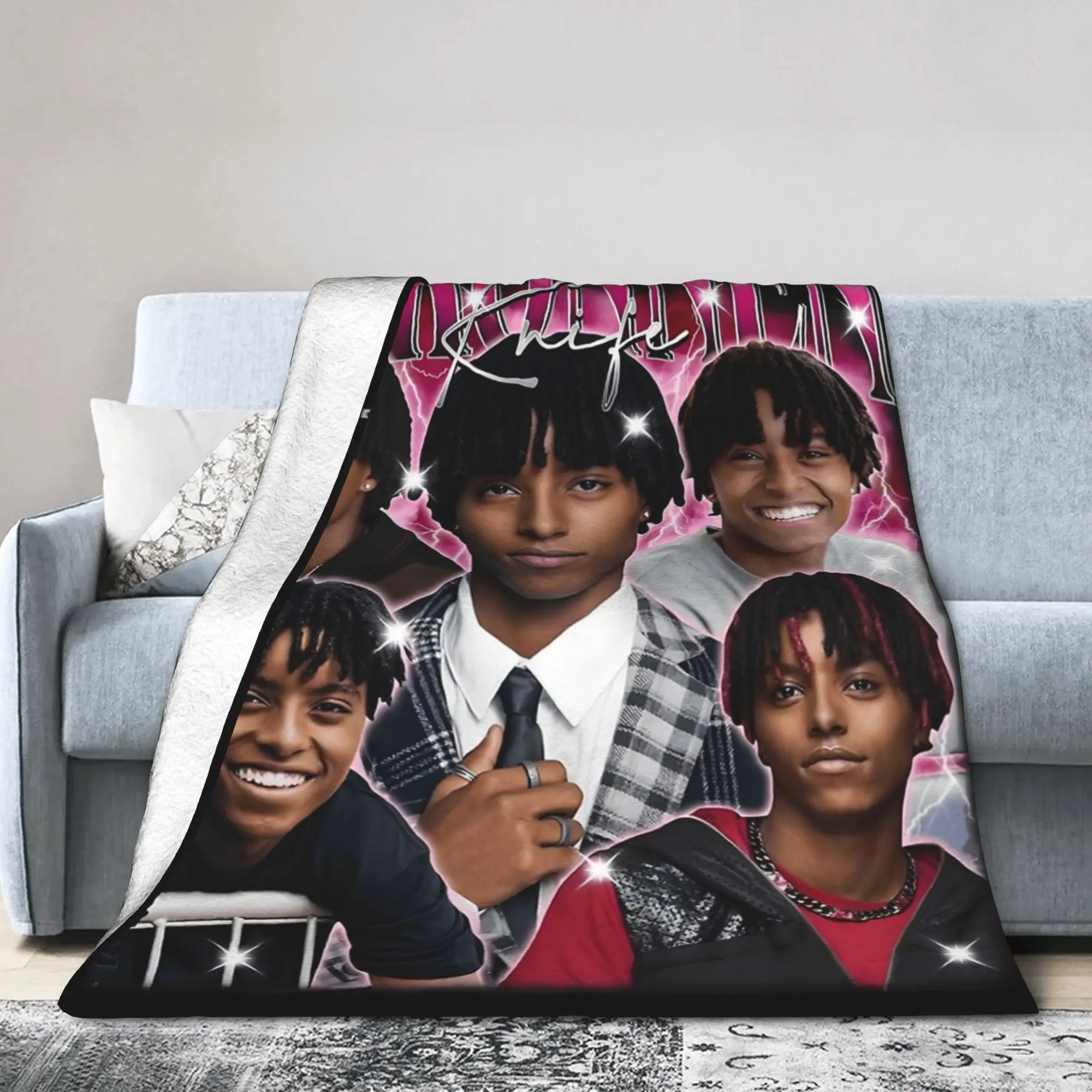 Zombies 4 Mekonnen Knife Retro Vintage Knitted Blankets  Fuzzy Throw Blanket Bed Sofa Decoration Ultra-Soft Warm Bedsprea,