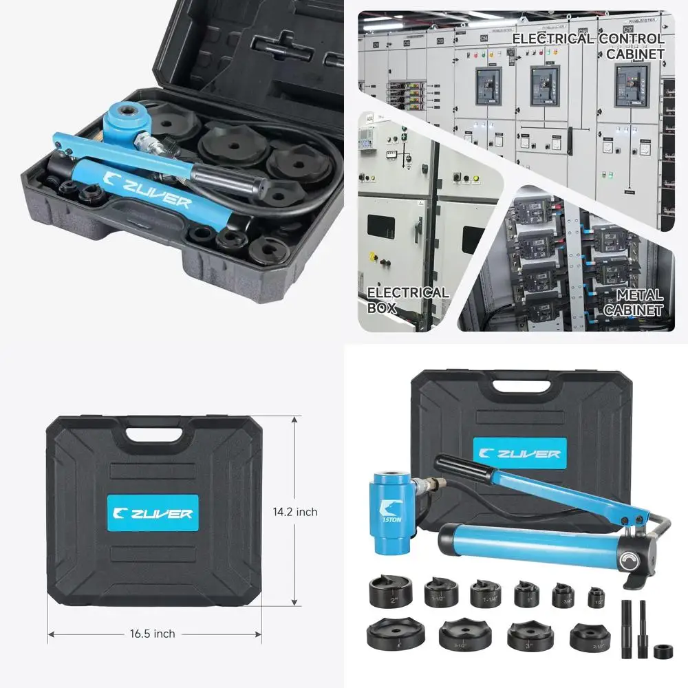 

Набор из 10 матриц для раскалывания труб от 1/2 до 4 дюймов, гидравлический пробивной пресс на 15 тонн с прочным пластиковым кейсом