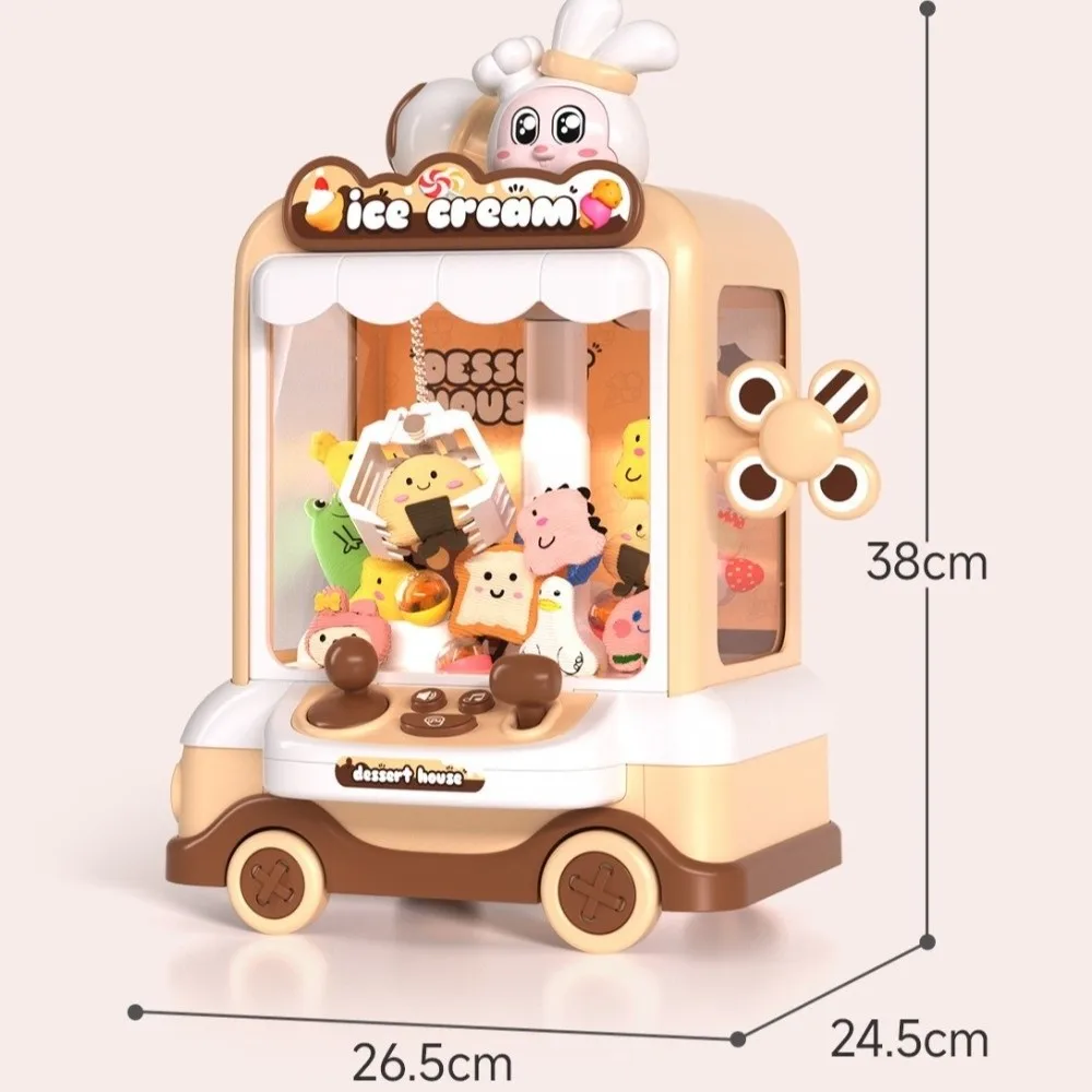 Novo coelho dos desenhos animados boneca máquina aleatória boneca diy máquina de agarrar com música leve boneca de pelúcia presente arcade para crianças