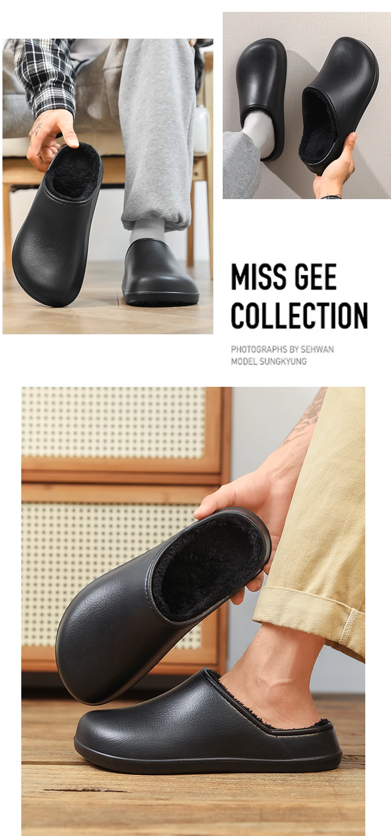Winter männer Baumwolle Schuhe Anti-slip Weichen Boden Leder Oberfläche Paar Wasserdichte Innen Warme Fleece Bequeme Baumwolle Hausschuhe – Detail 12