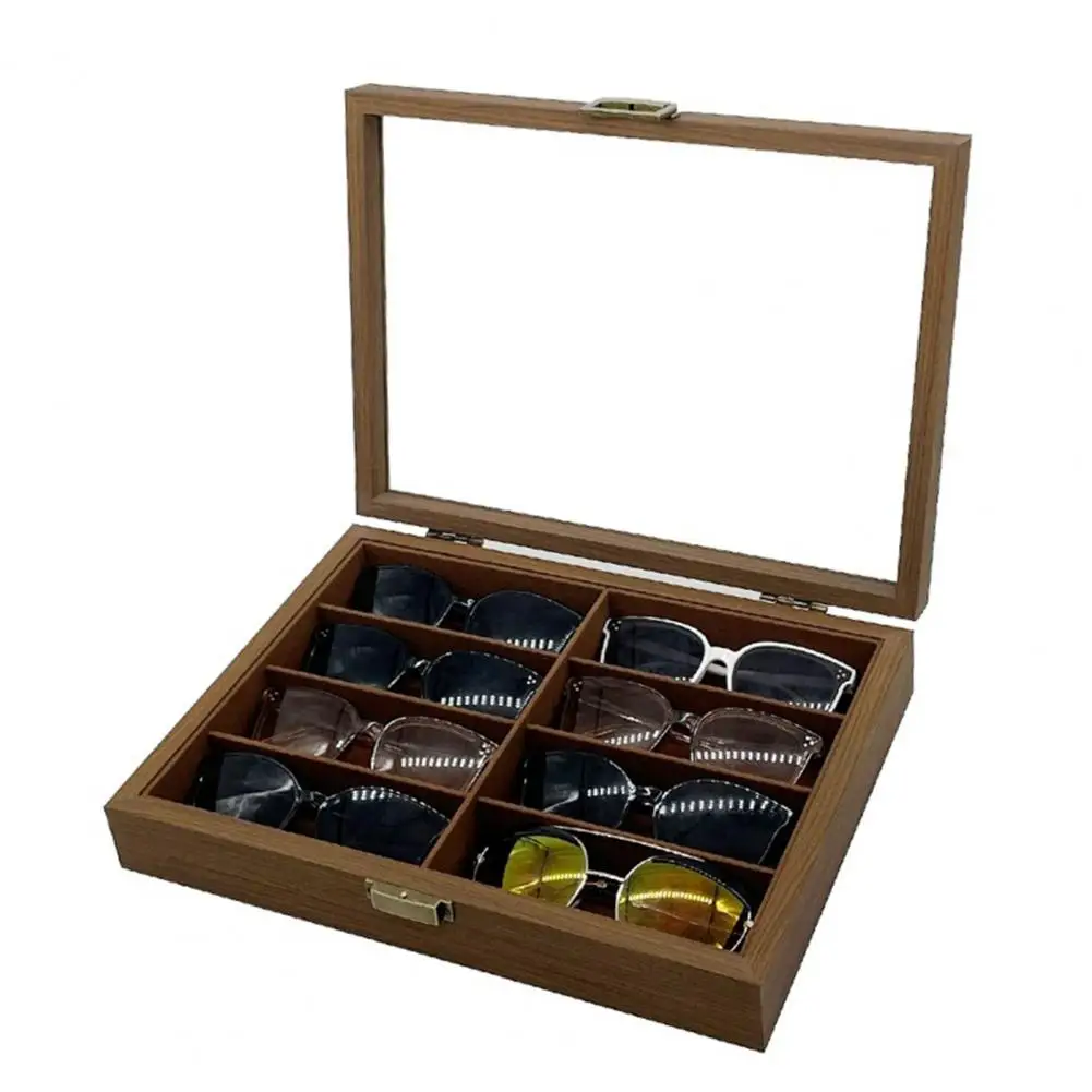 Sunglasses Storage Box Eyeglasses Storage Rack Wooden Sunglasses Organizer with 8 Slots Display Case for Men for Watches