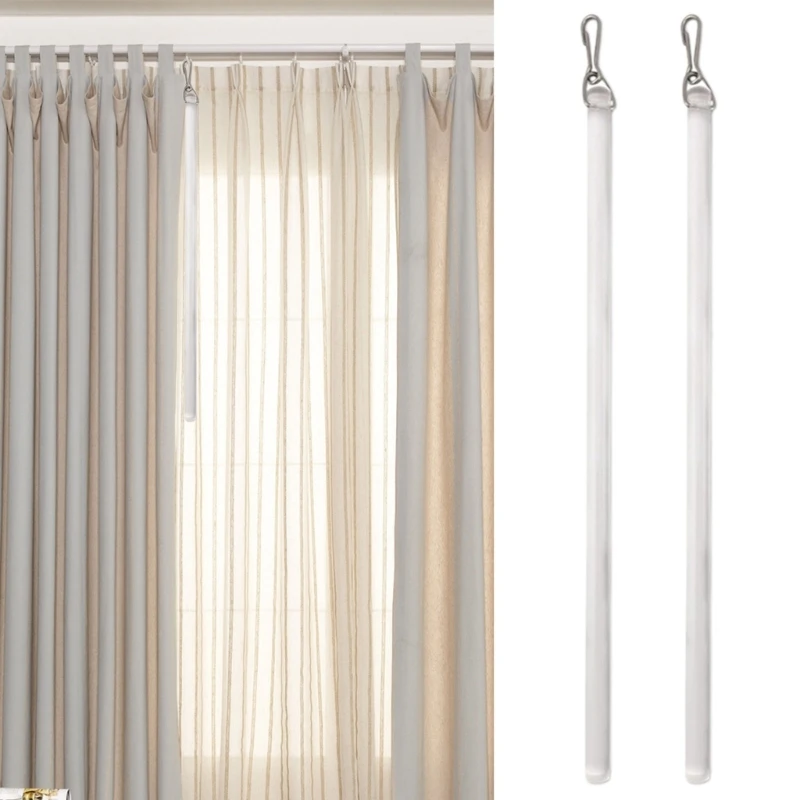 Set of 2 Clear 17Inch Curtain Operating Pull Rod for Window Curtain Opening Invisible Drapery Pull Wand with Hook