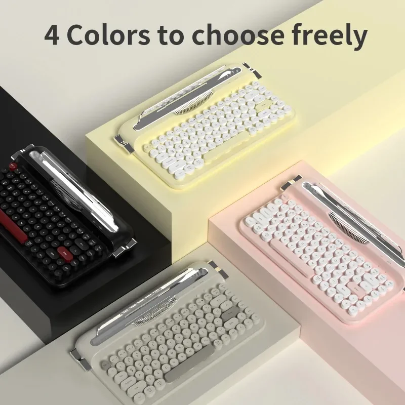 

AF84 Retro Keyboard Bluetooth 2.4G Dual Mode Multi-Device Connection Built-in Groove Holder Ergonomic Wireless Typing Tool