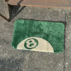 Green 8 Ball Carpet Doormat Rectangle Non-slip Bath Mat Soft Plush Fullfy Tufted Rug Home Decor Living Room Bedroom Floor Mat