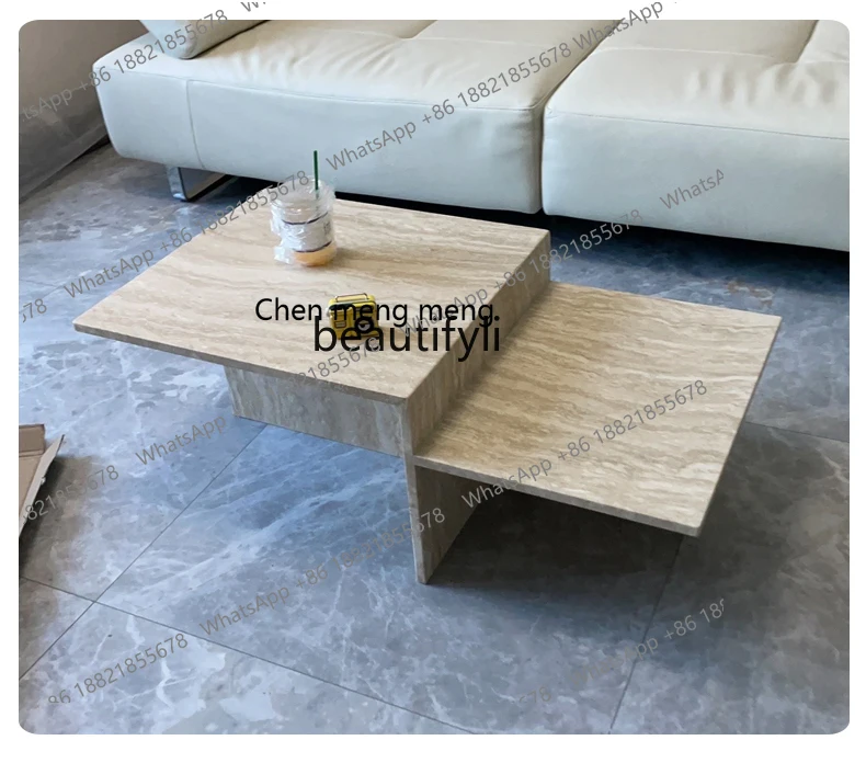 

Cream Wind Tunnel Stone Endtable Marble Living Room Silent Wind Creative Geometric Tea Table