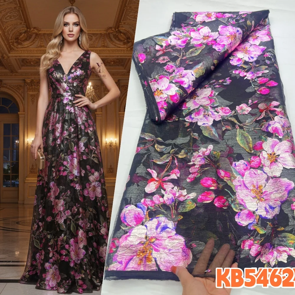 

Черная органза с жаккардовым узором, позолоченная ткань брокад с кружевом, африканская нигерийская блестящая ткань, французская сетка для нигерийских свадеб KB5462