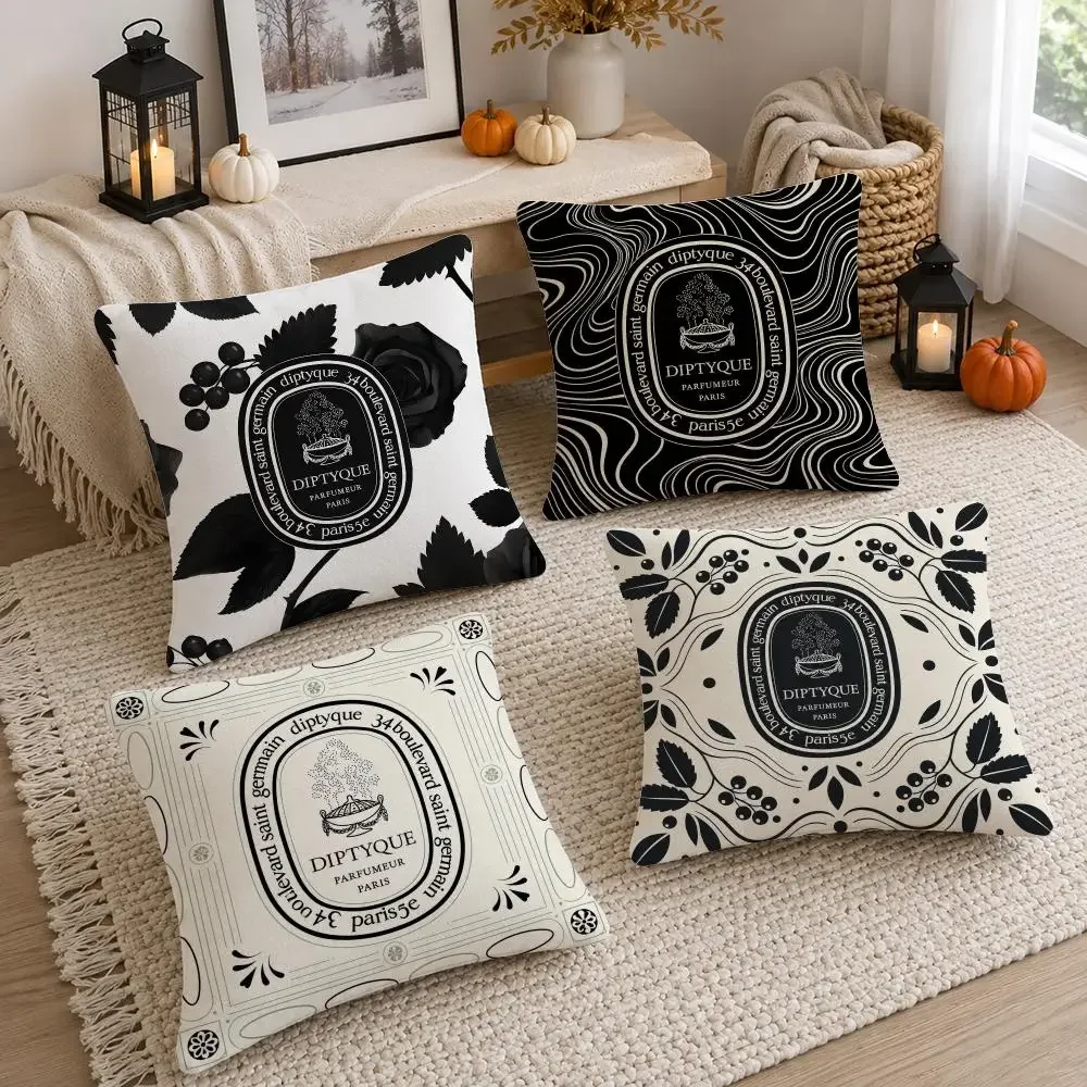 Fragrance Brand Diptyque Cushion Cover Soft Fluffy Short Plush  Pillow Case Home Decor