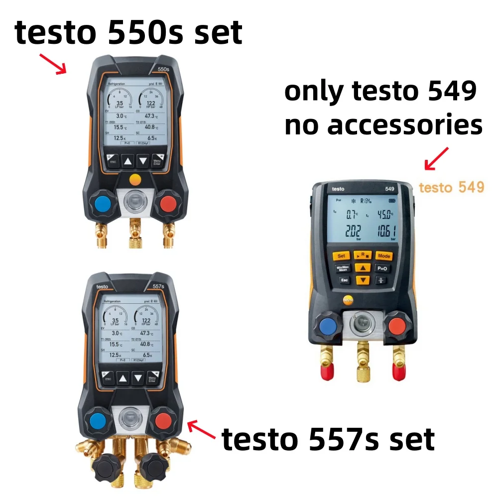 Testo 550s/557s/549 Manometro di refrigerazione Collettore digitale Manometro elettrico 0563 1550 Strumento misuratore di refrigerante digitale