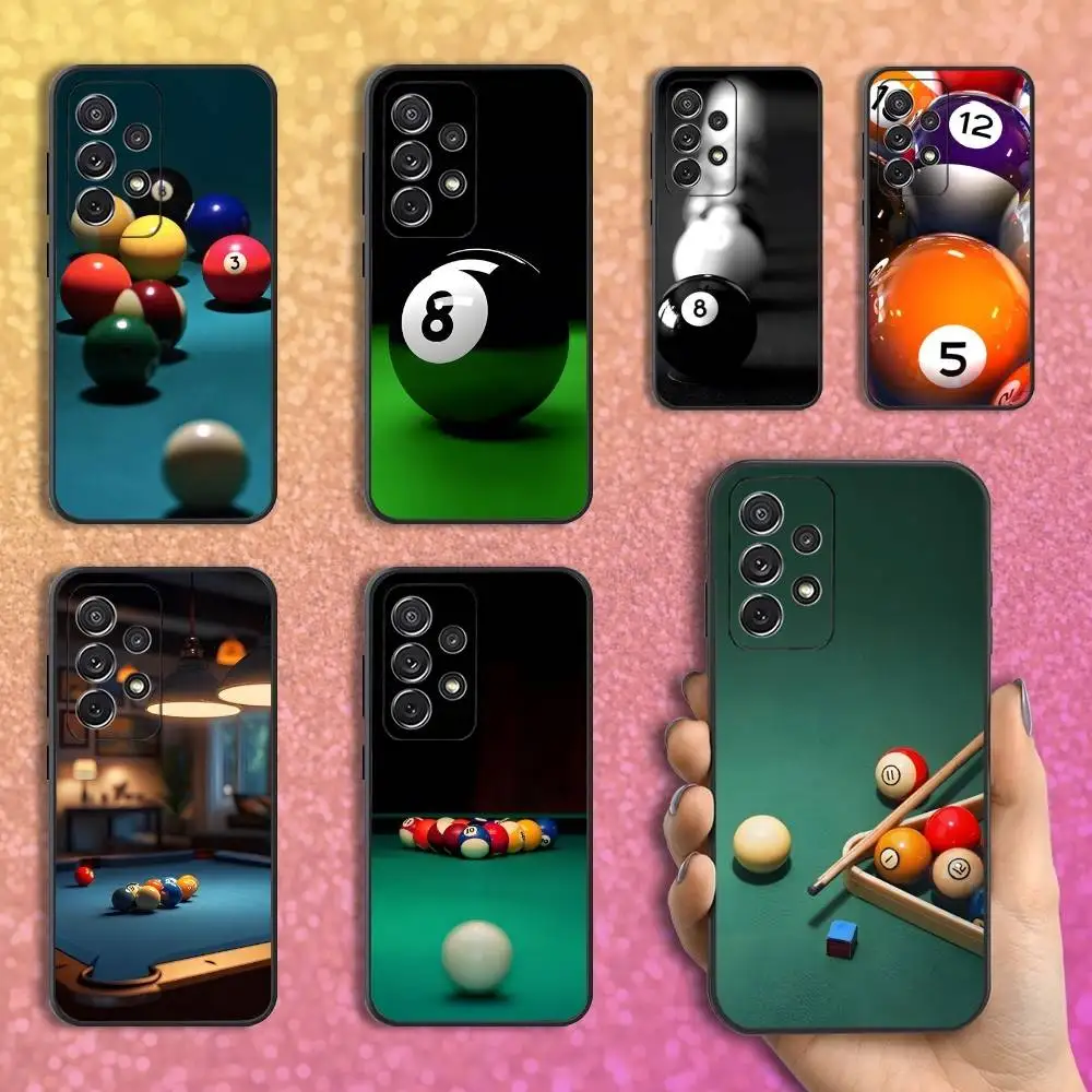 

Snooker Art Billiards Ball Case For Samsung S25,S24,S23,S22,S21,S20,S10,Ultra,Plus,Lite,FE,Soft Silicone Black Cover