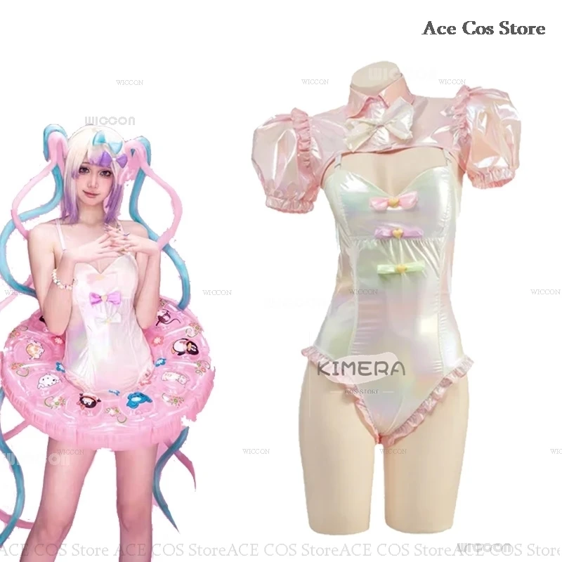 Game NEEDY GIRL OVERDOSE KAngel Cosplay Bodysuit Anime Laser Swimsuit Doujin Costumes Pink Cute Role Play Outfits Halloween Suit