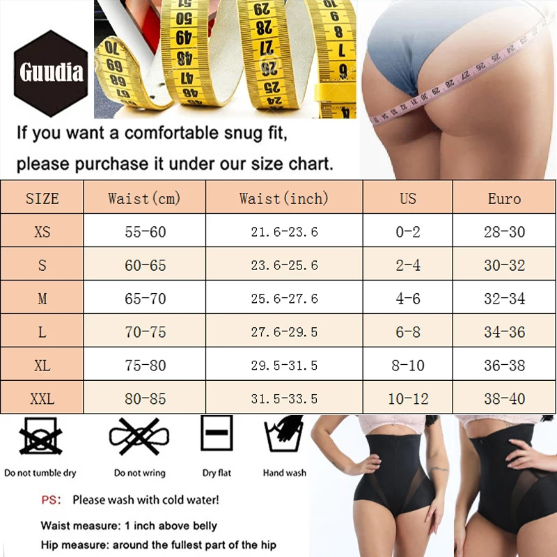 GUUDIA Sexy Shaperwear Women High Waist Trainer Body Shaper Tummy Slim Control Body Shape Belly Underwear Briefs Zipper Panty