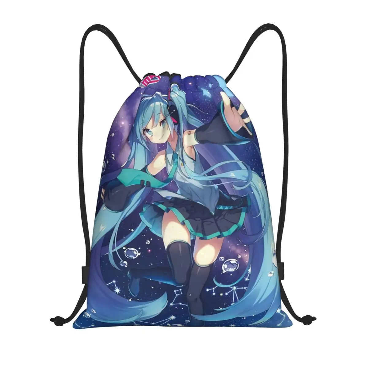 

Hatsune Miku Sports Drawstring Backpack Sport Fitness Travel Outdoor Sackpack Women And Men Gym Swim Beach Bags Basketball Bag