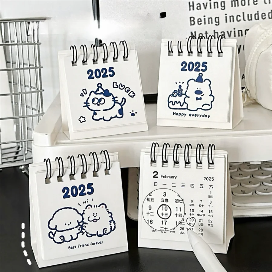 2025 Cute Mini Calendar Office Desktop Decoration Small Ornament Calendar Compact and Portable