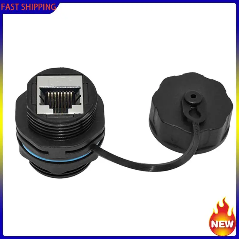 Speciale 15PCS paneelmontage RJ45 waterdichte connector Ethernet LAN-kabelconnector dubbele kopadapter met stofkap