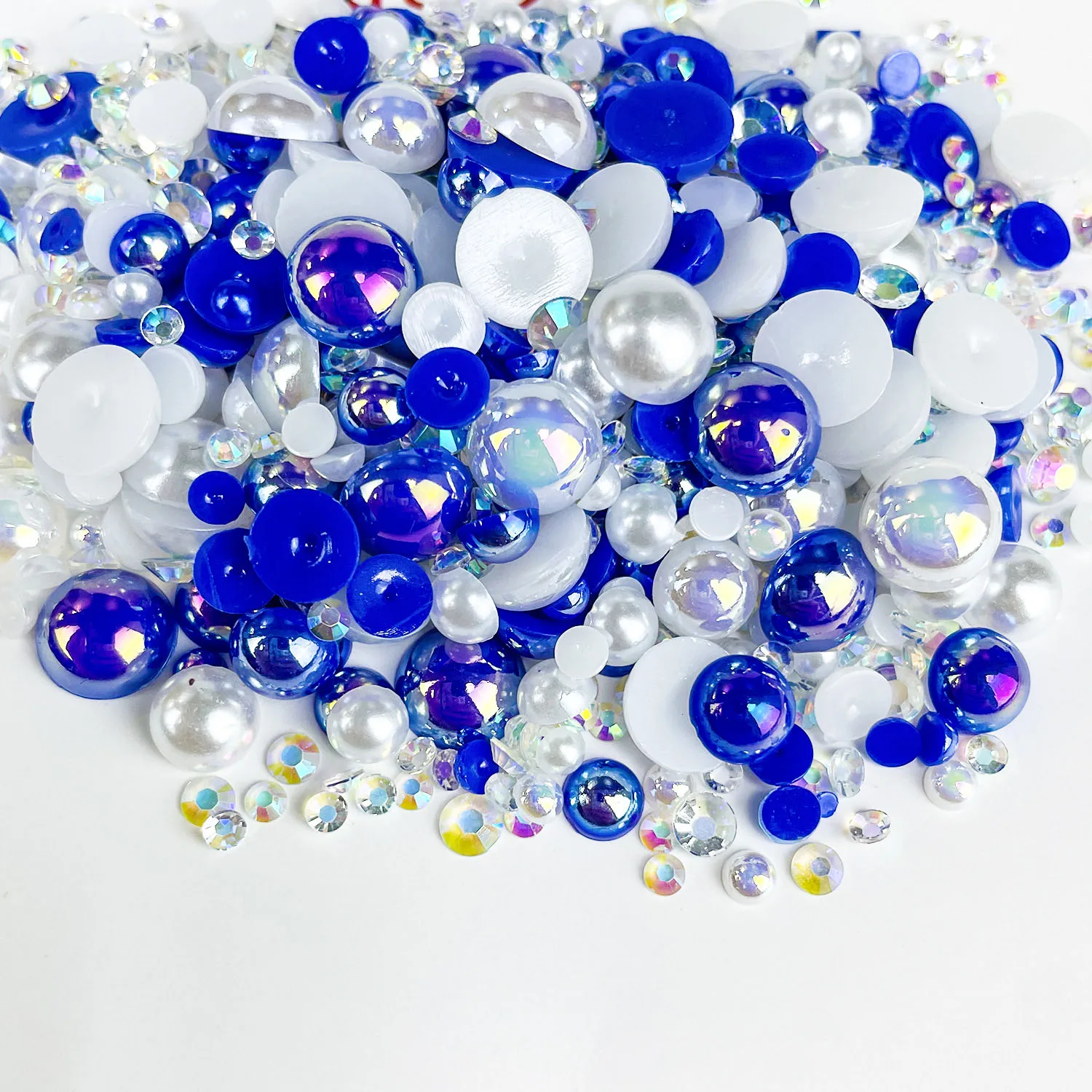 1100 Stück Perlen und Strass steine mit flachem Rücken, 30g gemischte Größe 3mm-10mm ab Farbe Harz Strass halbkreis förmige Perle – Detail 12