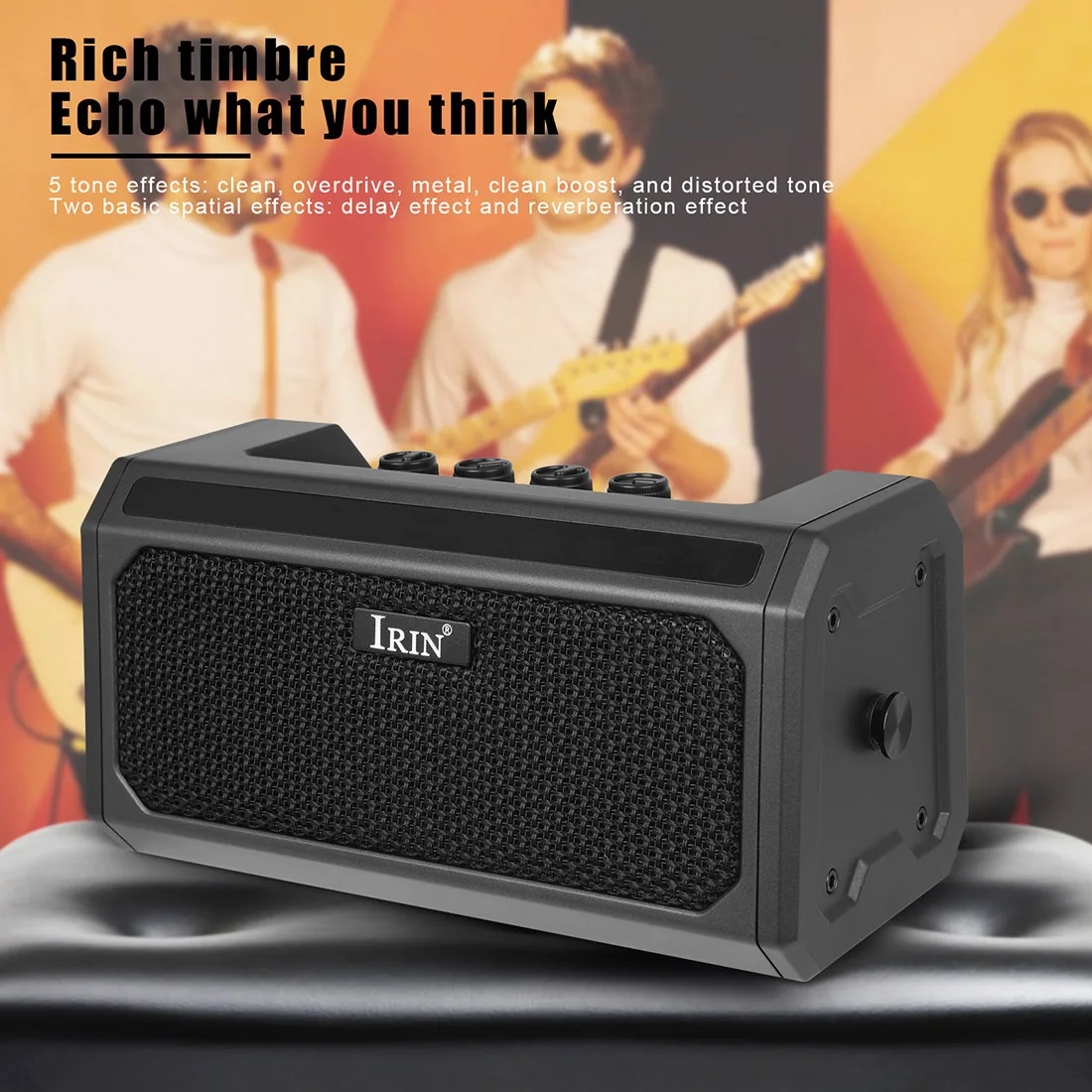 IRIN 10W Portable Guitar Amplifier Rechargeable Battery | Includes Carrying Strap for Practice, Jam Sessions & Outdoor Play