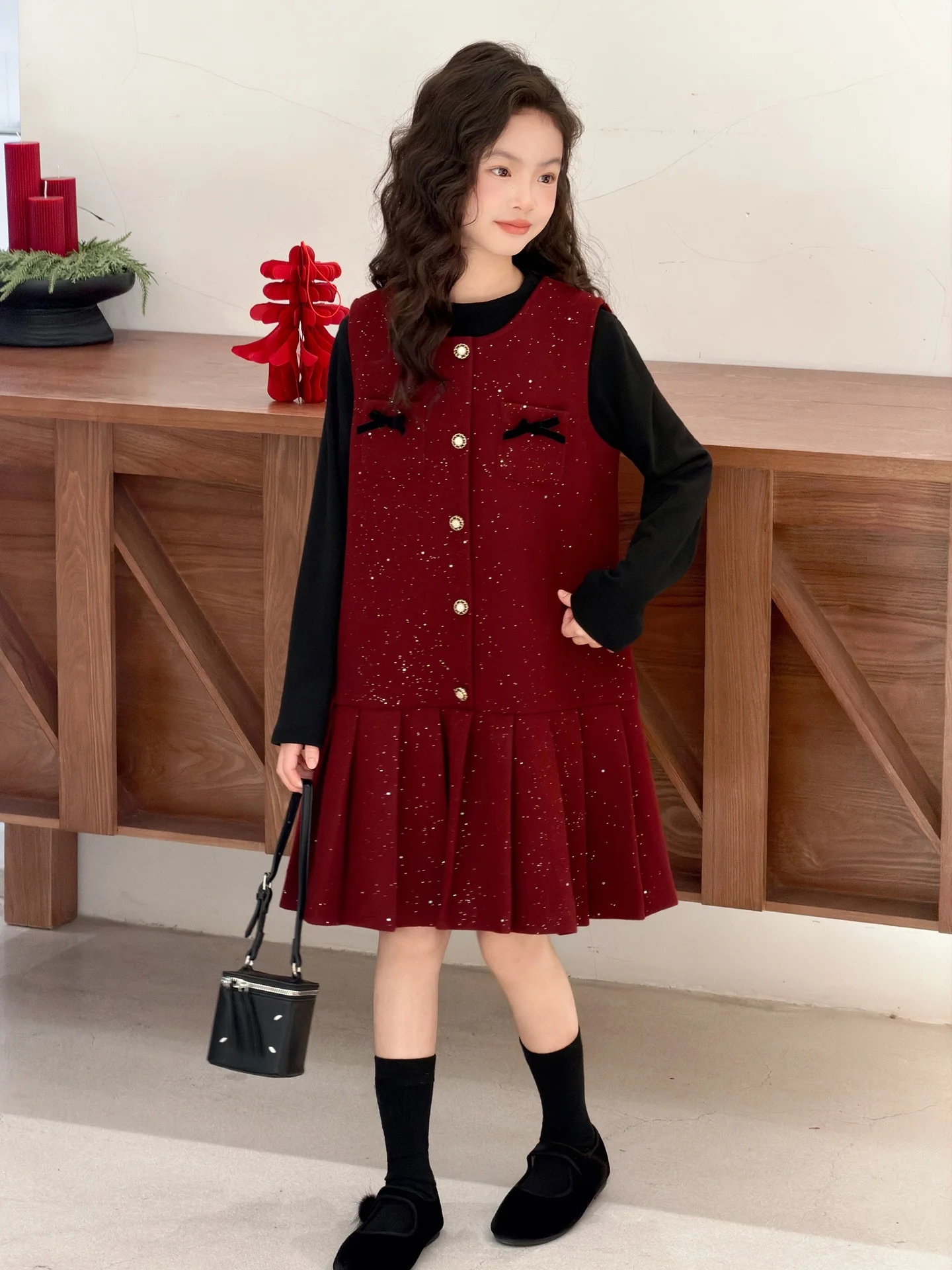 

Girls Fce Lined Vest Skirt Set Autumn Winter Faion Children's Clothing Little Parisian Sle Two Piece Suit High Waist L...