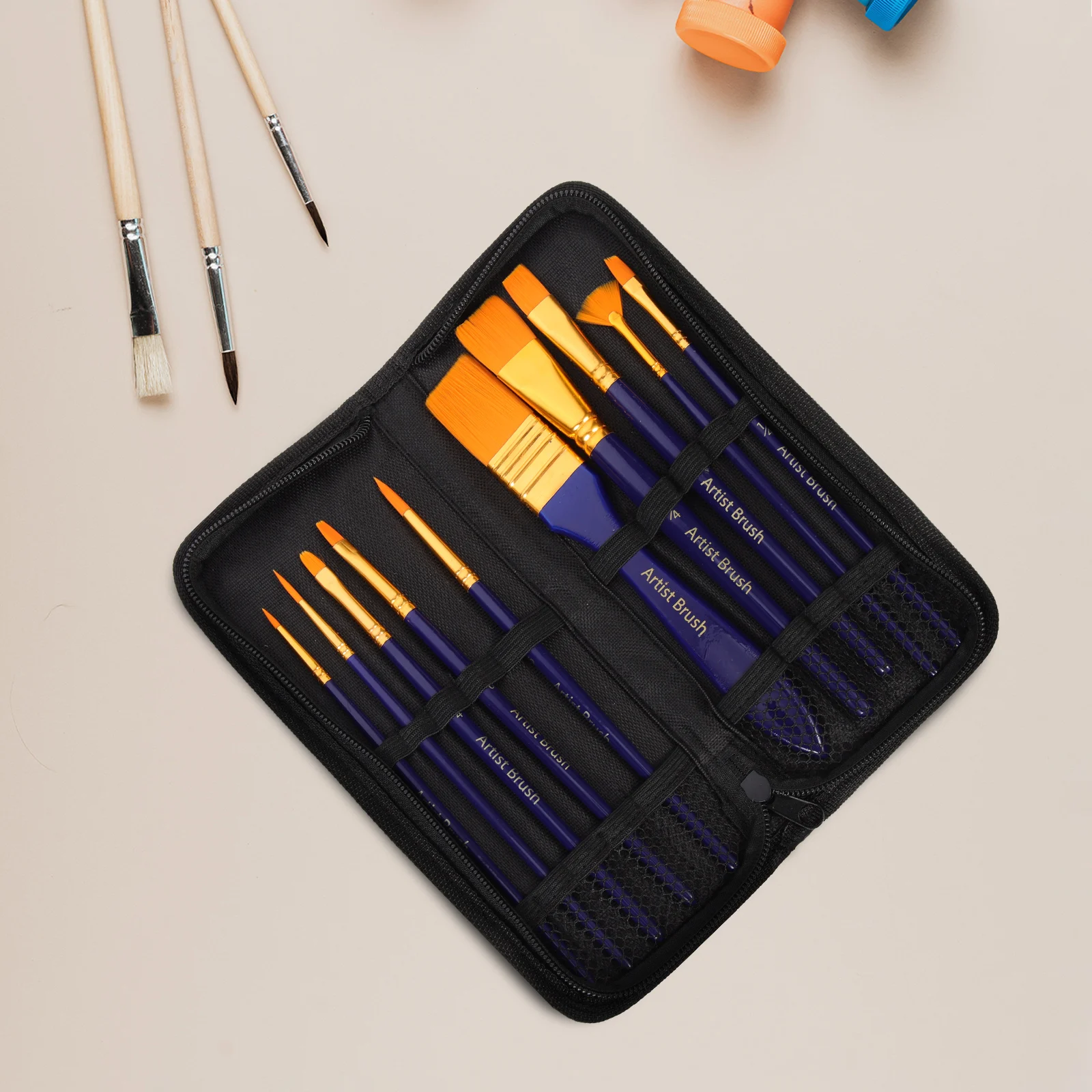 1 set Professional Paintbrush Set Ergonomic Lightweight Oil Watercolor Brushes Multi-Function Portable Supplies