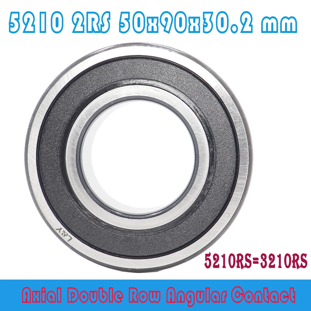 

5210 2RS Bearing 50 x 90 x 30.2 mm ( 1 PC ) Axial Double Row Angular Contact 5210RS 3210 2RS 3056210 Rubber Seal Ball Bearings