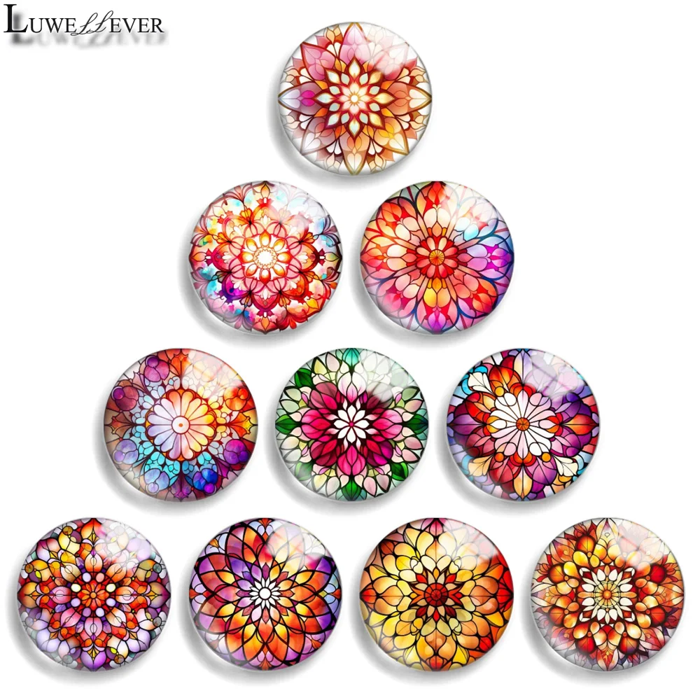 10mm 12mm 20mm 25mm 30mm 40mm 901 Geometric Art Mix Round Glass Cabochon Jewelry Finding 18mm Snap Button Charm Bracelet