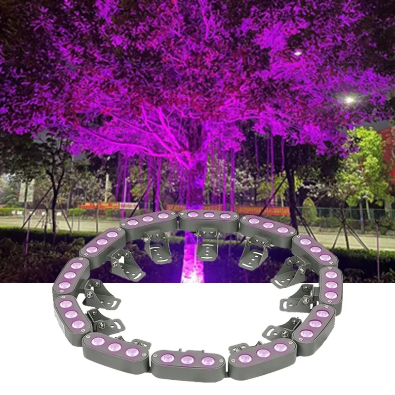 

RGB Foldable Hug LED Palm Tree Ring Lights DC12V/24V Purple Light Outdoor Waterproof Garden Landscape Linkable Led Tree Lighting