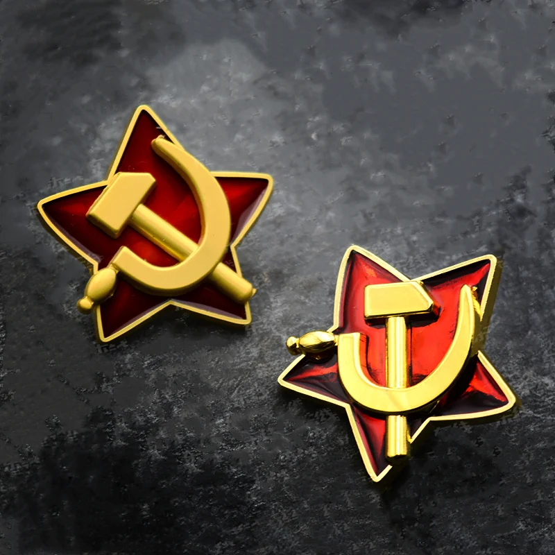 Red Soviet Union Q Version Badge, Lenin Patriotic, Three-Dimensional Riveted, USSR Mini Five Star Brooch