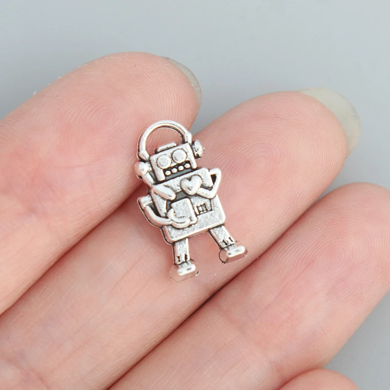 

20pcs Fashion Cute Alloy Robot For Kids Charms 9*17mm AAC986