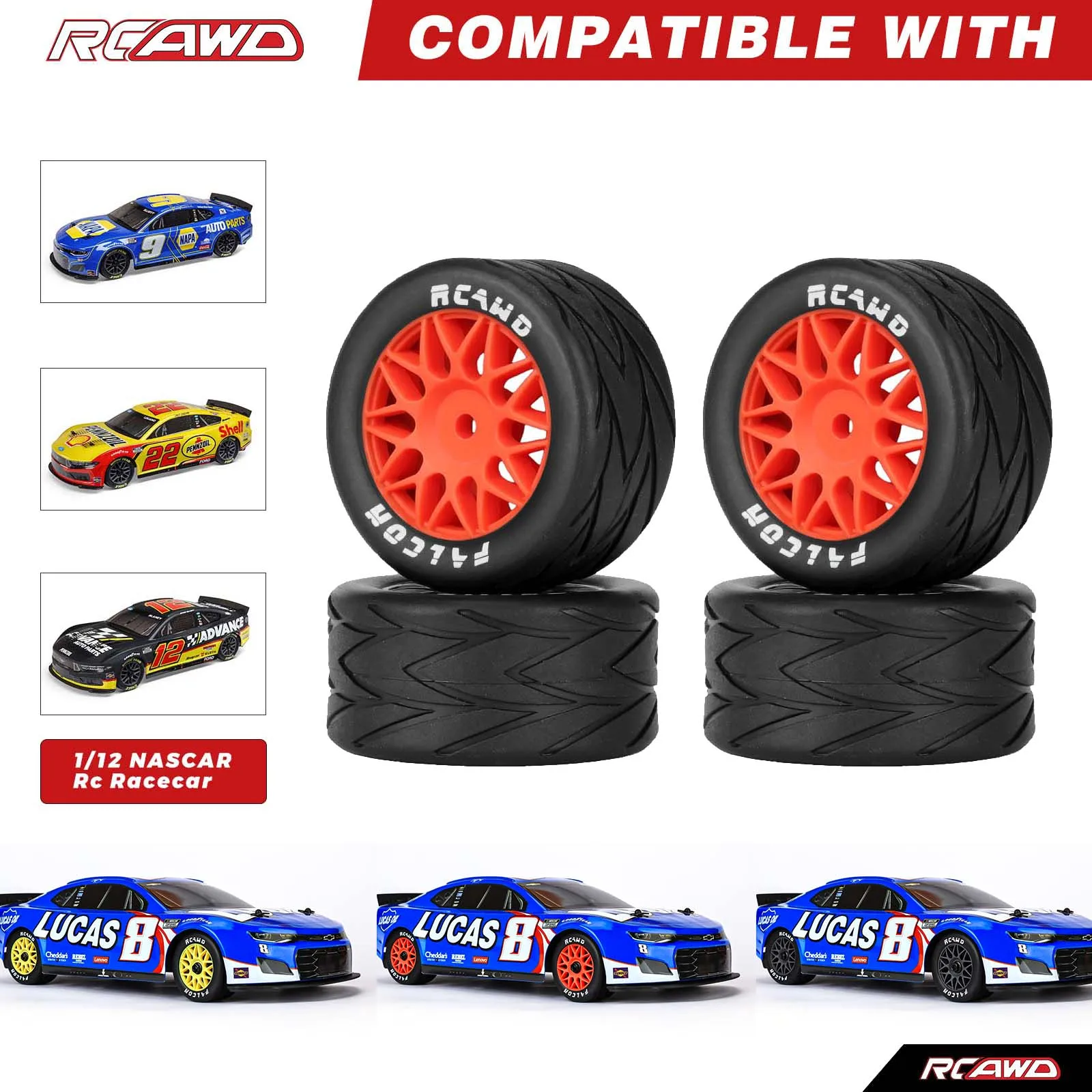 RCAWD for LOS-1914 Pre-Glued 4Pcs Tires Wheel for 1/12 Losi LOS-1914 LOS1122409 LOS1122408 Rubber Tire Upgrade Part