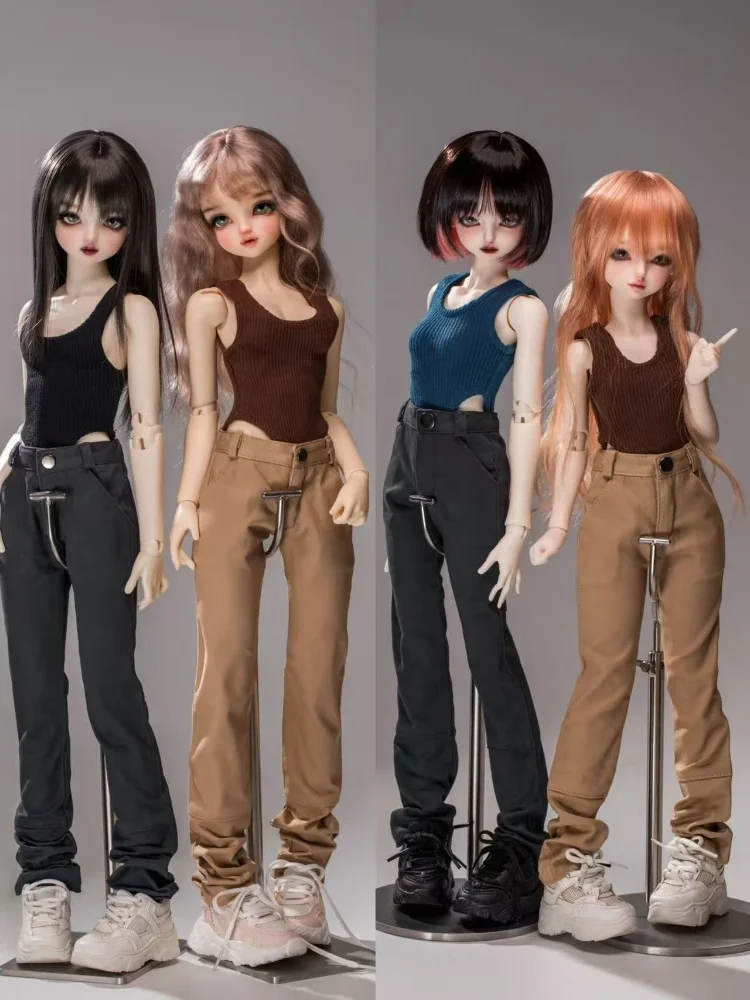 BJD Doll Clothes For 1/4 1/3 Dolls Red Brown Blue Casual Top Pants Set Dolls Clothing Accessories(No Dolls)