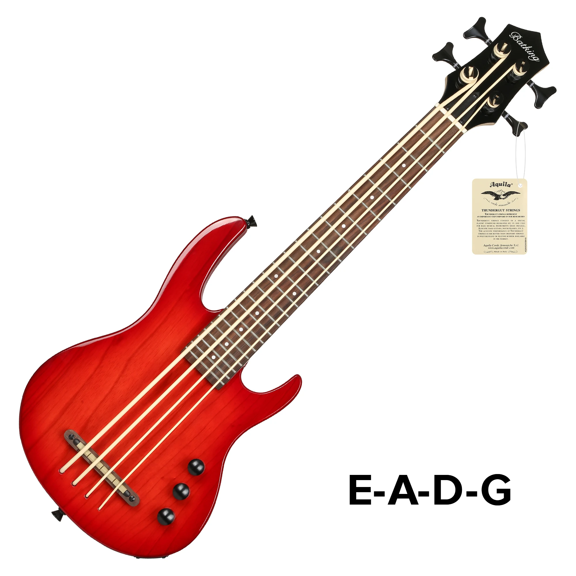 Batking Ukelele Bass Fretted 4 String Electric Uku bass,Through Neck Ubass with Gig bag