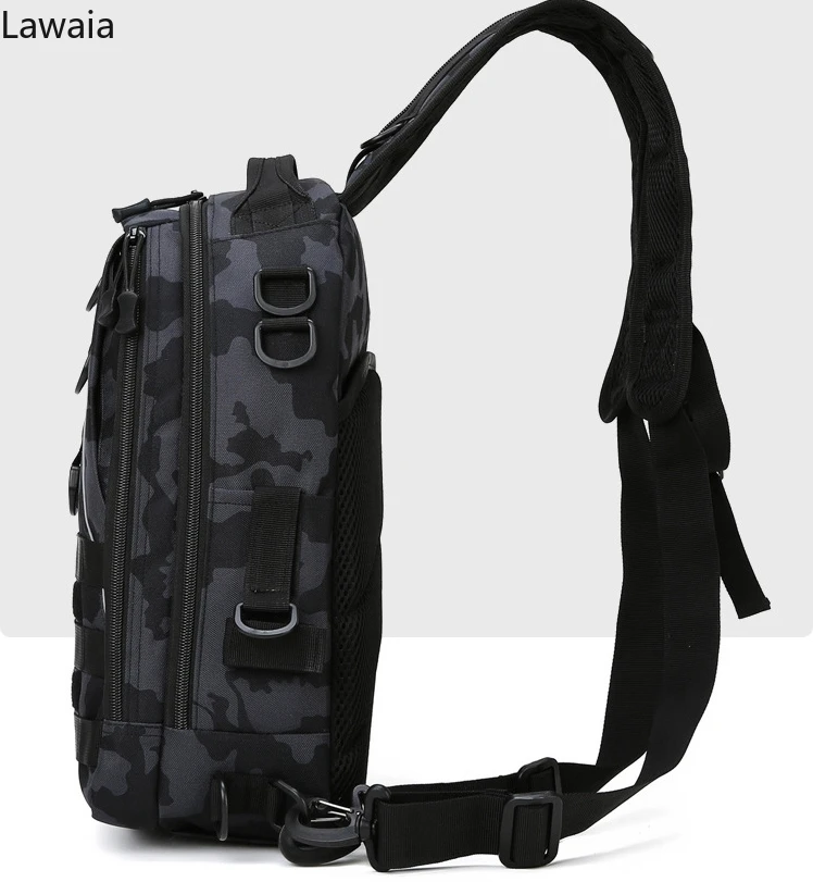 Men\'s Crossbody Bag Tactical Chest Bag Multifunctional Single Shoulder Backpack Outdoor Backpack Crossbody Fishing Gear Bag