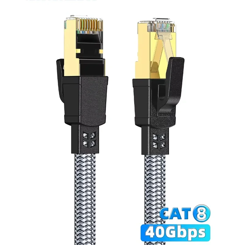 RJ45 Network Cable Flat Nylon Braided Lan Patch Cord Gaming Flat Nylon Braided Cable For Internet Router Server Lan Network Wire