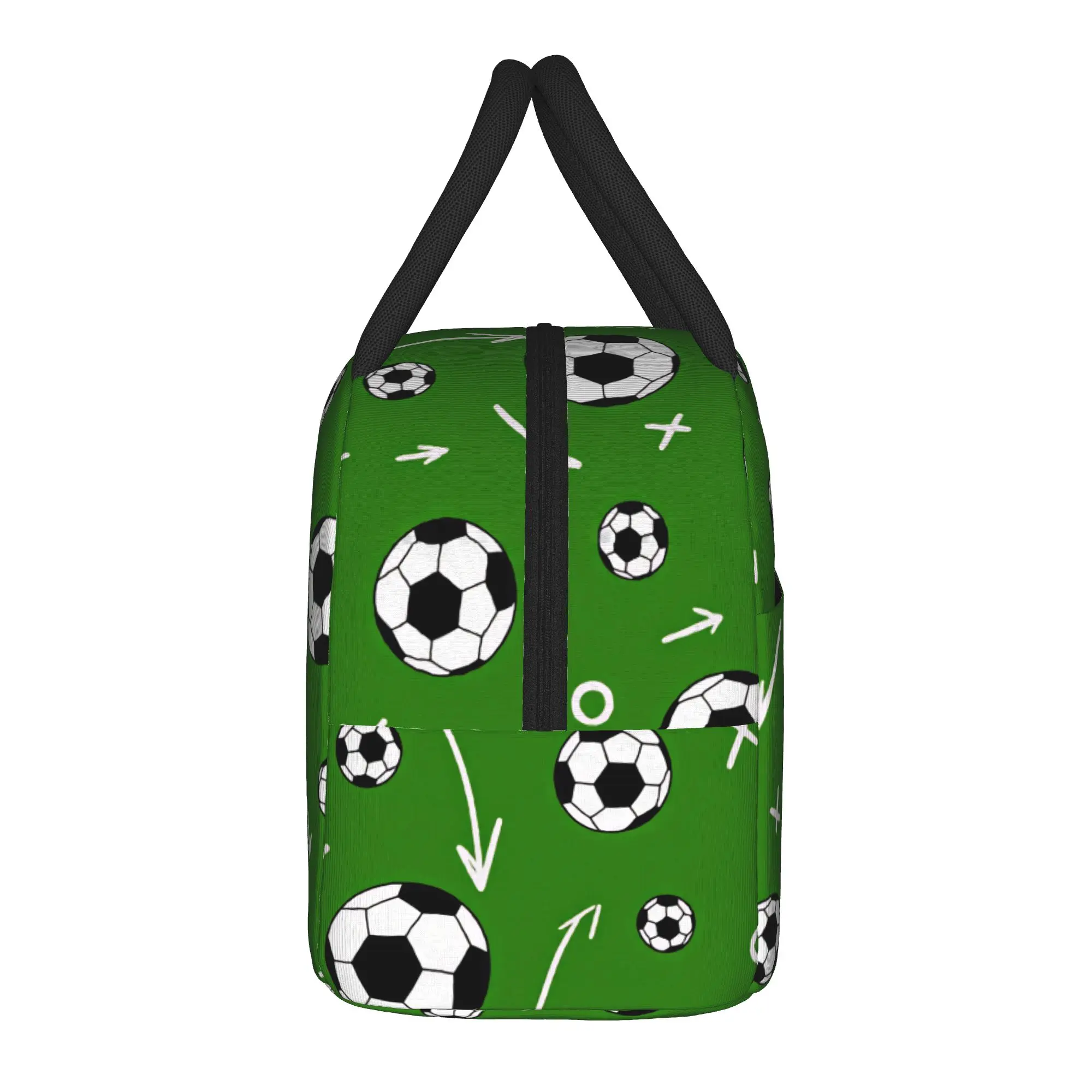 Football Soccer Game With Green Field Lunch Bag For Adult Lunch Box Travel Cooler Bag Portable Oxford Thermal Tote Handbags
