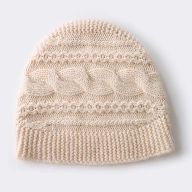 

ATTYYWS Autumn and winter 3-color new women's knitted 100% pullover hat, warm and comfortable, solid color women's cashmere hat