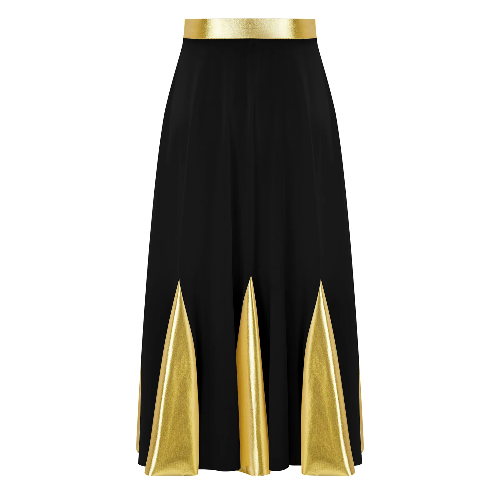 Kinderen Meisjes Liturgische Lof Lyrische Dans Rokken Kerkkoor Aanbidding Podium Danskleding Metallic Contrast Kleur Rok