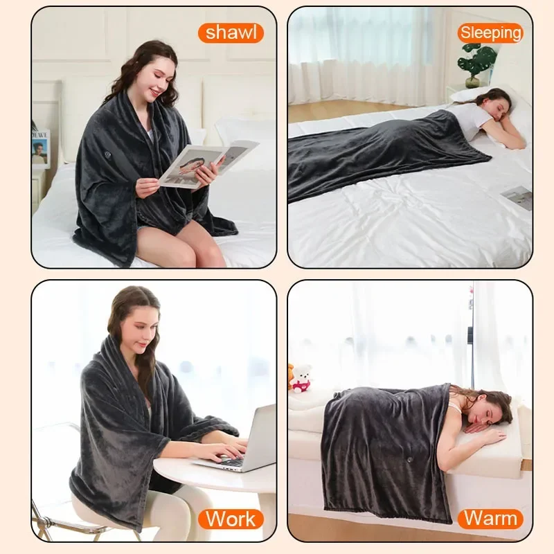 150x80cm Washable USB Electric Blanket Smart Thermostat Flannel Lambskin Nap Heating Pad Household Office Warm Body Blanket