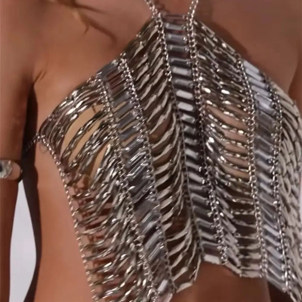 سلسلة جسم أكريليك عصرية متعددة الطبقات للنساء، سلسلة ترقوة مثيرة وفريدة من نوعها للحفلات والنوادي الليلية