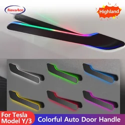 2024 la più recente maniglia per porta automatica Wireless di sesta generazione per Tesla Model Y 3 / 3 Highland luci a LED colorate manubrio a 4 porte