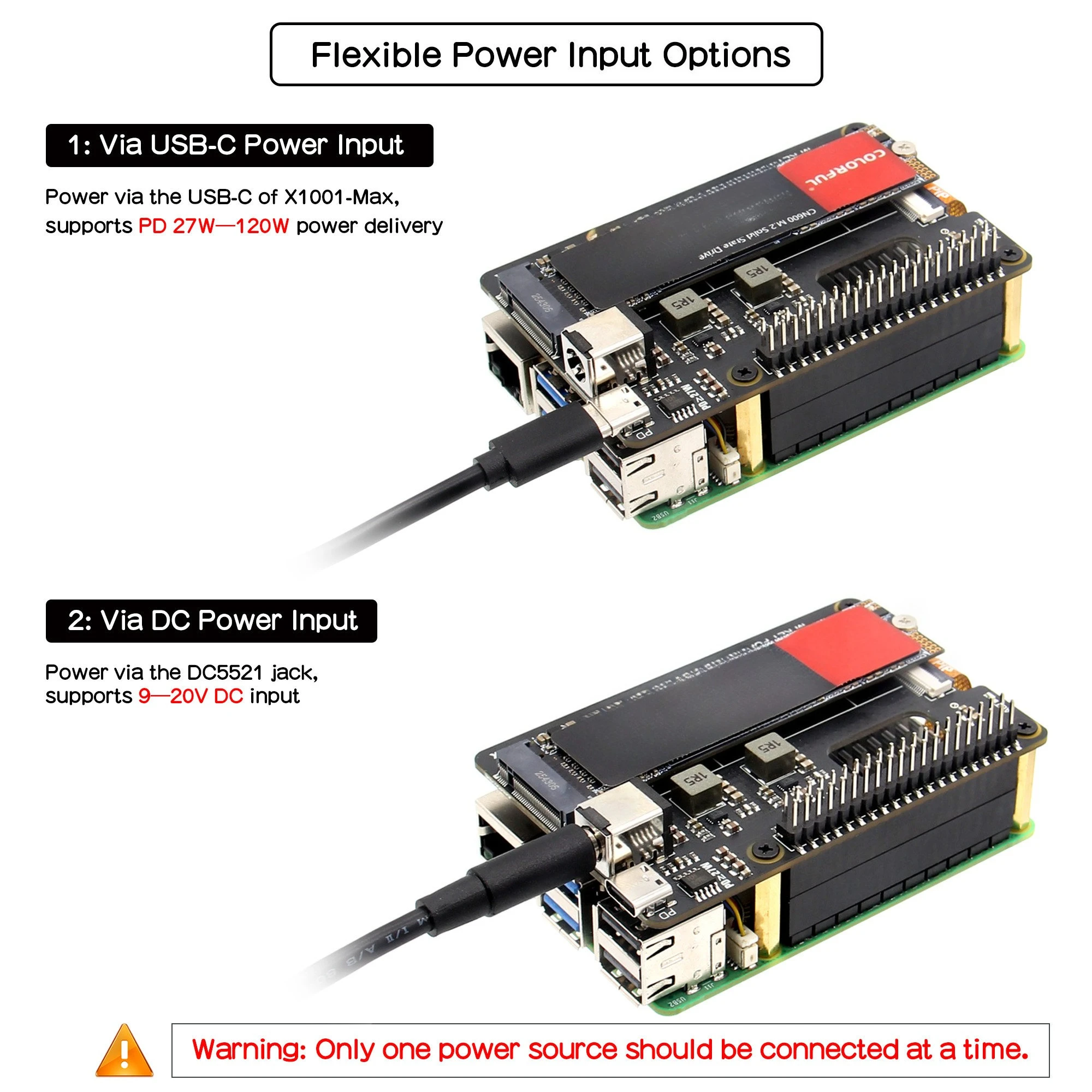 5 High-power PCIe3.0 NVMe Expansion Board, Support AI Acceleration X1001-Max