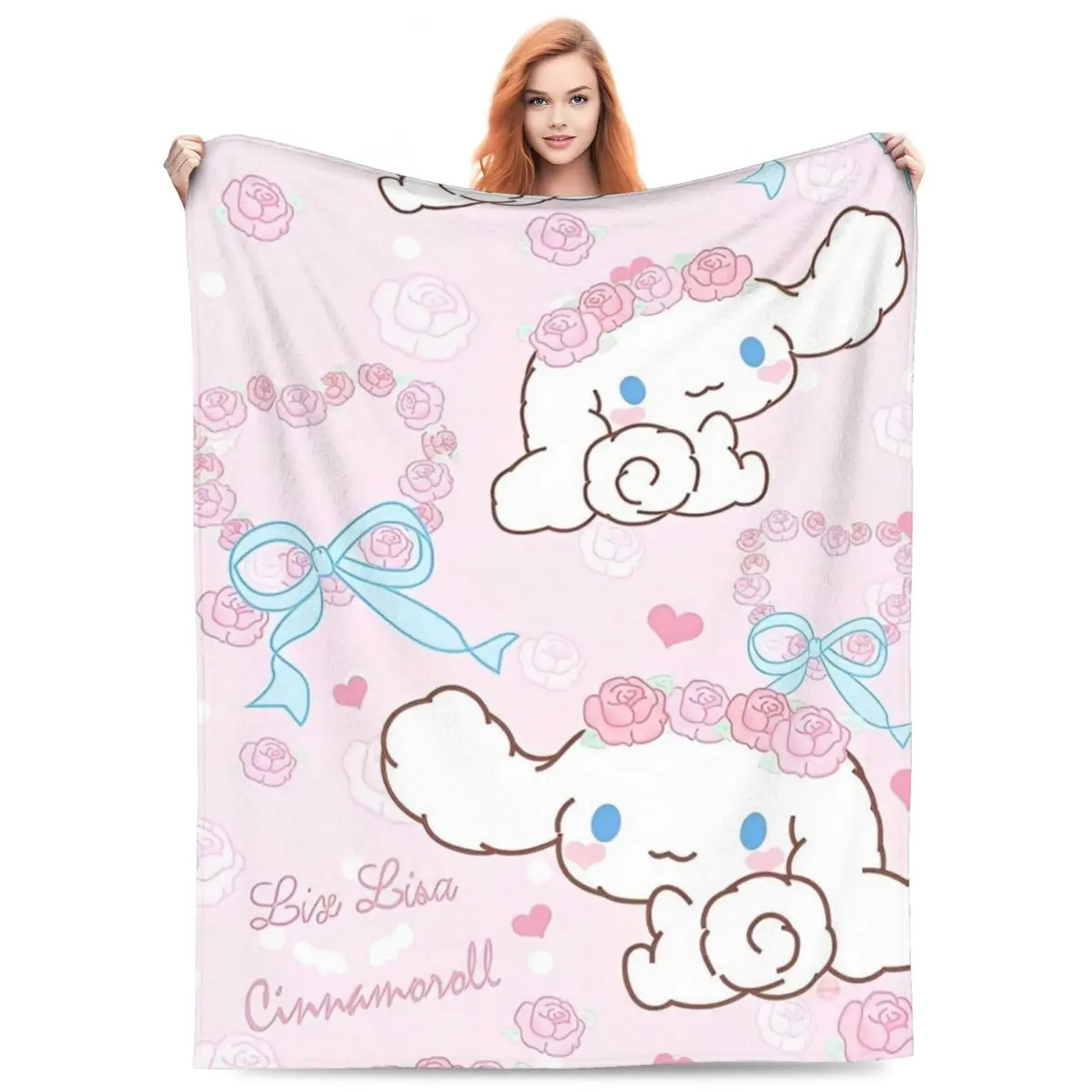 Sanrio Cinnamoroll Cartoon With Friends Blanket Travel Office Flannel Throw Blanket For Outdoor Soft Design Quality Bedspread