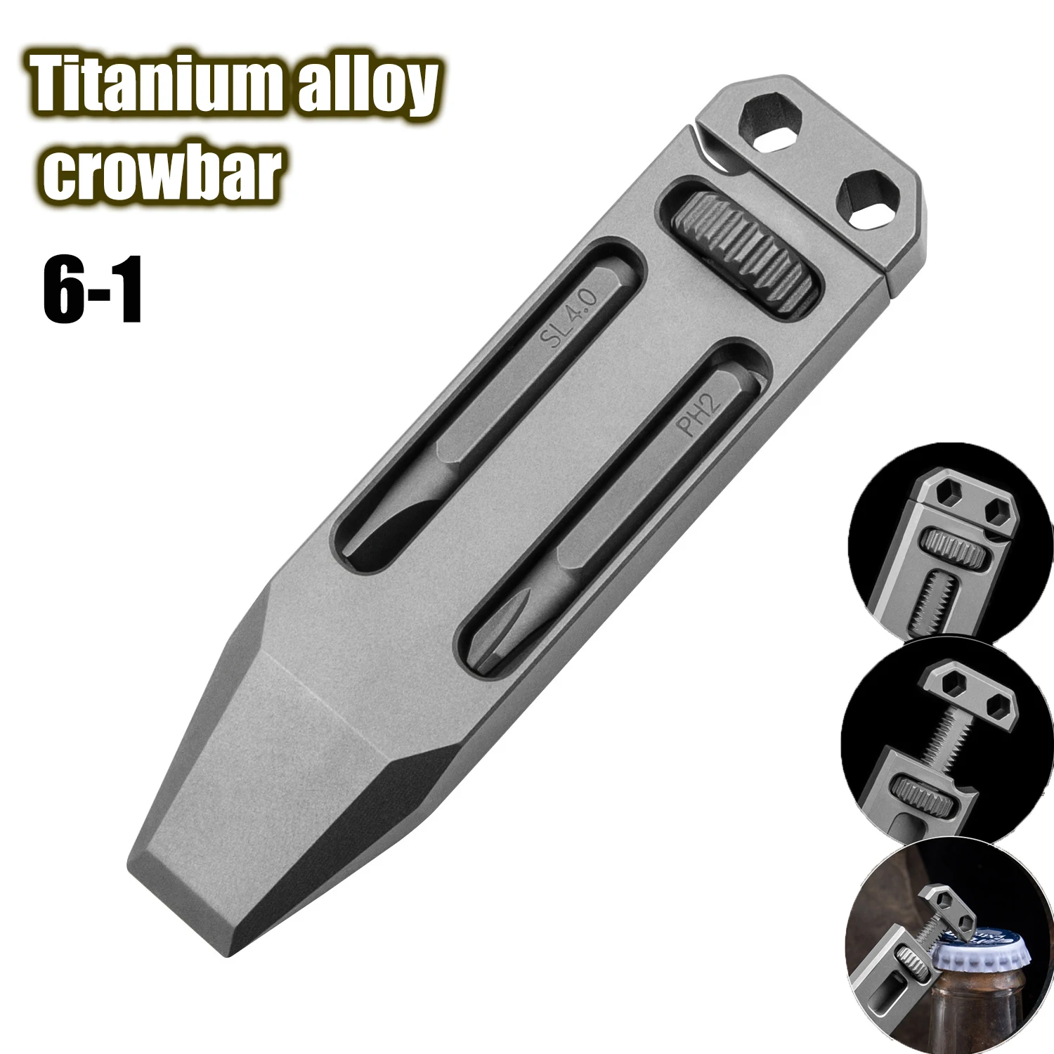 TC4 wielofunkcyjny podważ ze stopu tytanu kreatywny chowany korkociąg śrubokręt mini klucz EDC łom kieszonkowe narzędzie wisiorek