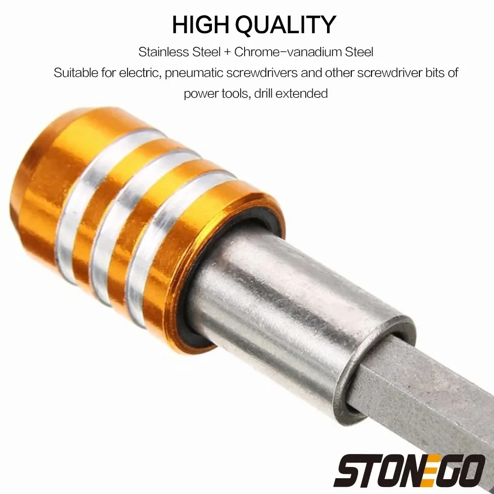 STONEGO 1PC/3PCS 1/4 Inch Quick Hex Shank Release Magnetic Electric Screwdriver Extension Bit Holder 60/100/150mm Extension Rod