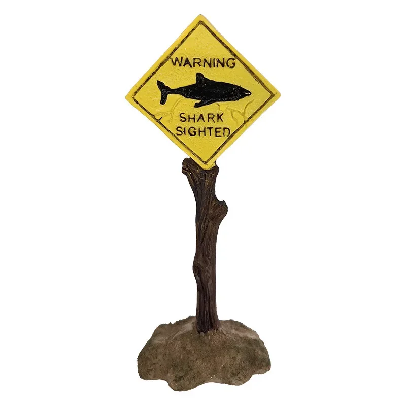 Resin Aquarium Decorative Ornaments Simulated Shark Warning Signs Fish Tank Aquarium Background and Landscape Accessories