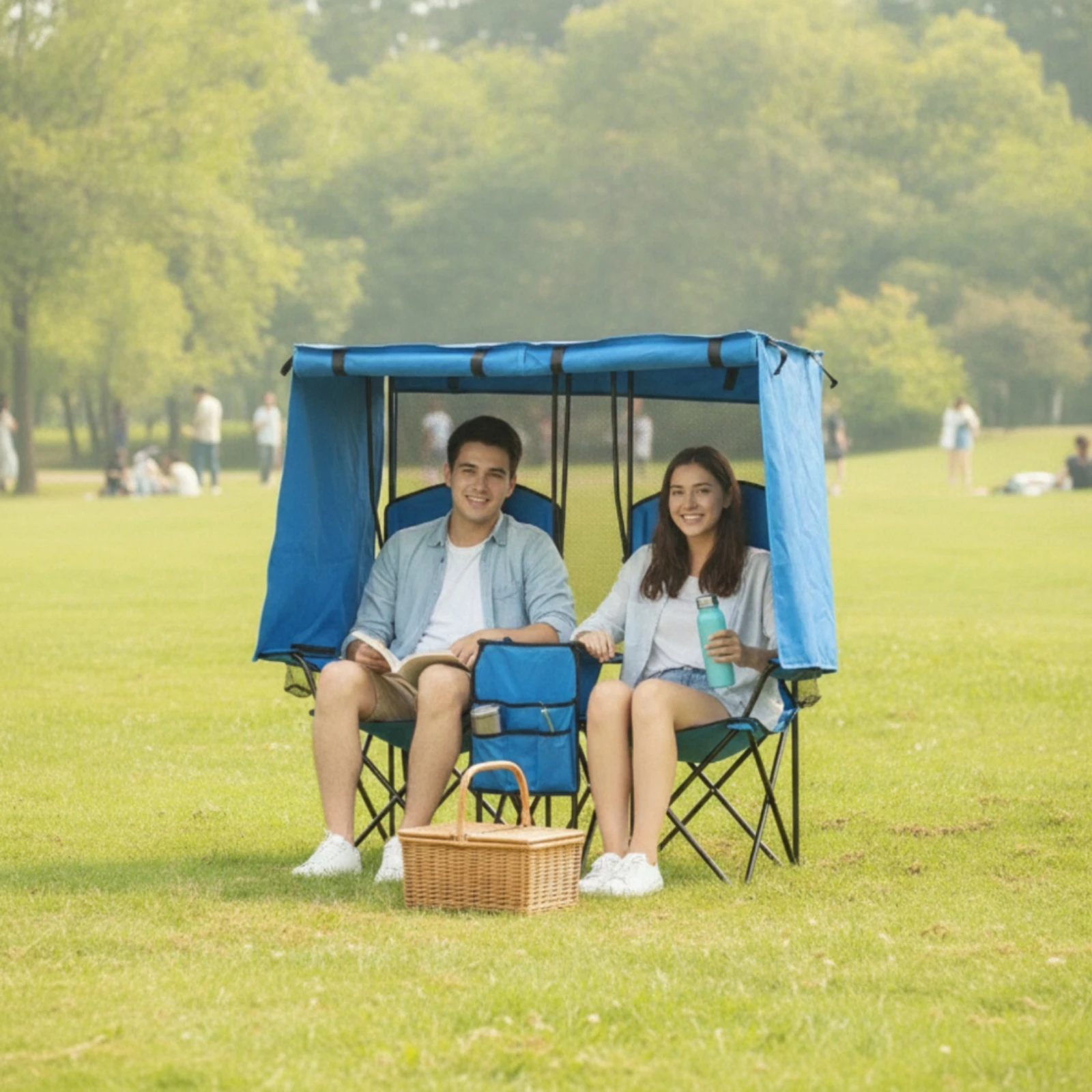 Camping Loveseat with Sunshade - Outdoor Furniture Loveseat 评论和价格