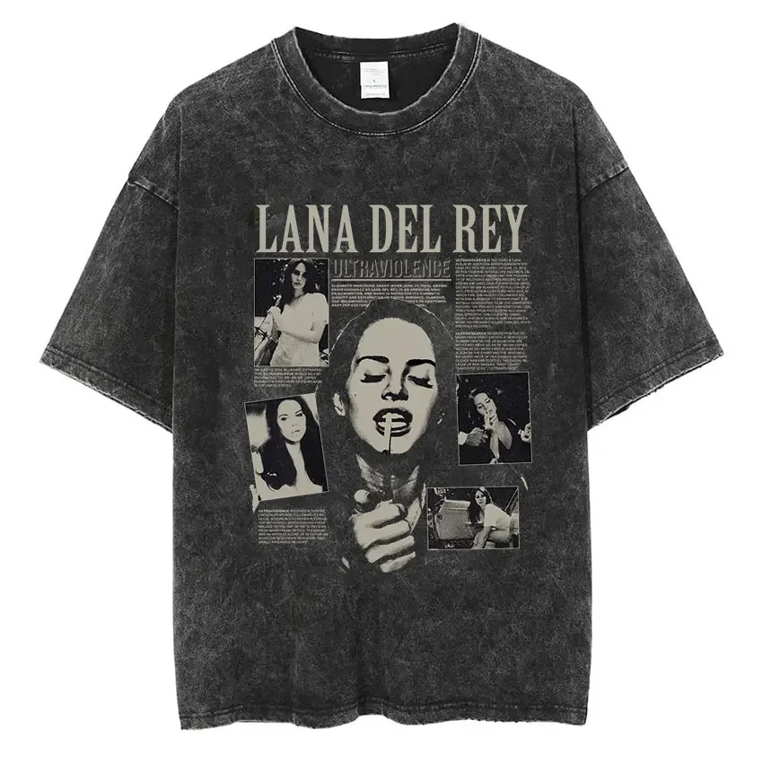 Lana Del Rey Ldr Sailing Vintage Wash T Shirt Męska koszulka z krótkim rękawem w stylu retro Mężczyźni Kobiety Hip Hop Oversized tees Streetwear