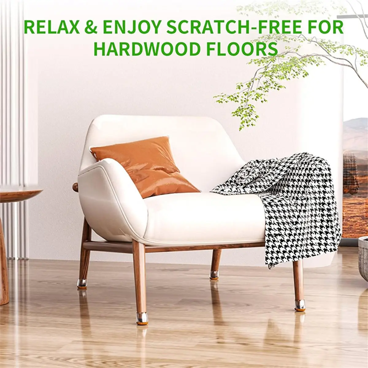 8pcs Diagonal Chair Foot Cover with Felt, Anti Slip and Wear- Floor, Scratch Protection Package